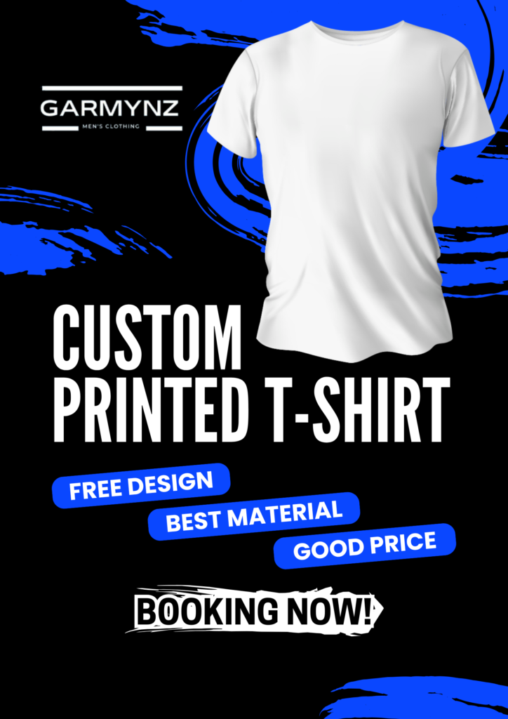 black white & blue minimalist custom printed t shirt poster